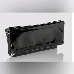 New Thirty-One Forever Foldover Clutch AG90 Black Beauty Pebble Witb Patent